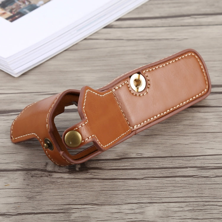 1/4 inch Thread PU Leather Camera Half Case Base for Olympus EM5 / EM5 Mark II (Brown) by bashfashion