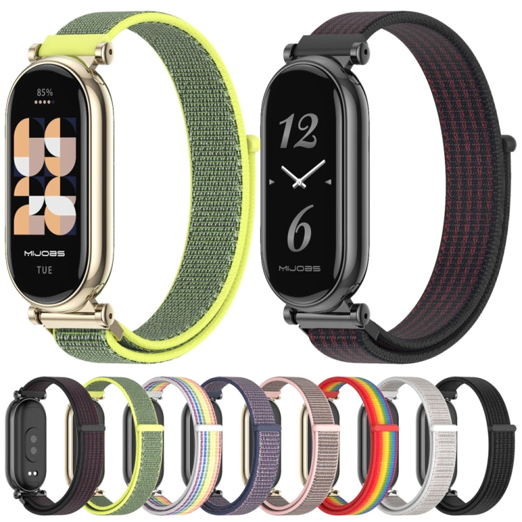 For Xiaomi Smart Band 10 / 9 / 8 Mijobs GT4 Breathable Nylon Loop Watch Band(Rainbow Light Gold) by MIJOBS