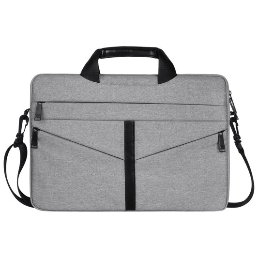 14.1 inch Breathable Wear-resistant Fashion Business Shoulder Handheld Zipper Laptop Bag with Shoulder Strap (Light Grey) by bashfashion