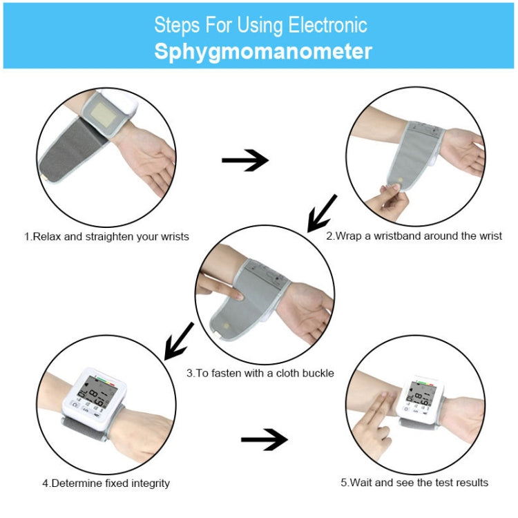 KWL-W01 Home Automatic Smart Wrist Electronic Sphygmomanometer, Style: English With Voice(White) by bashfashion