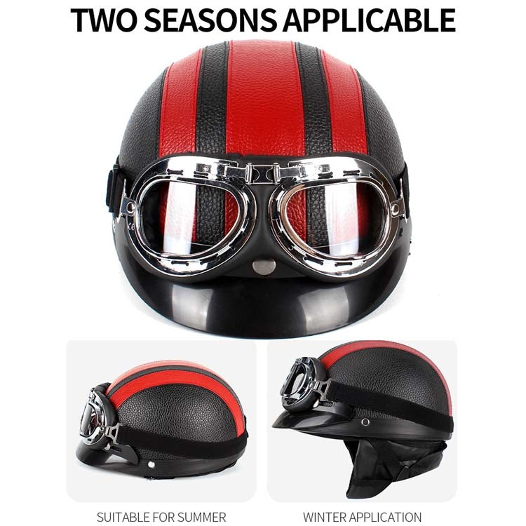 BSDDP A0318 PU Helmet With Goggles, Size: One Size(Black) by BSDDP