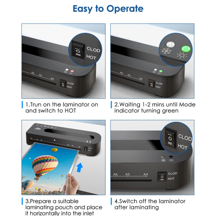 FN333 A4 Photo Laminating Machine With Hot And Cold Mode, Size: Set 3(UK Plug) by bashfashion