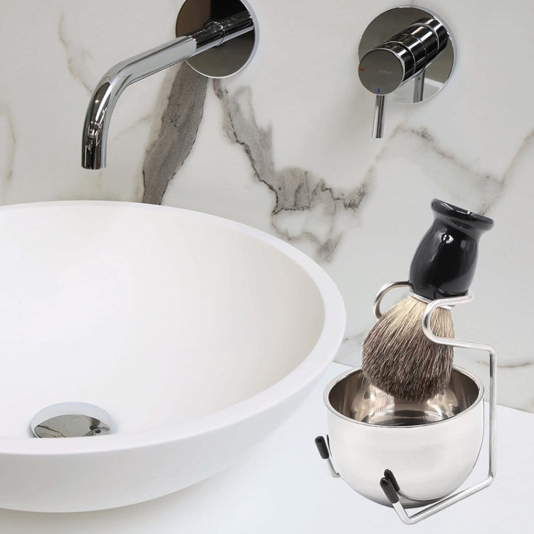 3pcs /Set Men Foam Manual Wooden Handle Beard Brush Set, Color: Nylon Wool Black by bashfashion