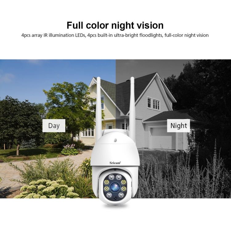 Sricam SP028 1080P HD Outdoor PTZ Camera, Support Two Way Audio / Motion Detection / Humanoid Detection / Color Night Vision / TF Card, EU Plug by Sricam