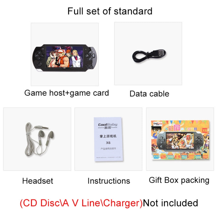 X6 4.3 inch Screen Retro Portable Game Console with 3MP Camera, Built-in 10000 Games, Supports E-book / Recording / Music Playing / Video Playing(Black) by bashfashion