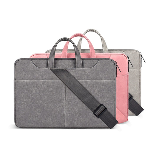 ST06SDJ Frosted PU Business Laptop Bag with Detachable Shoulder Strap, Size:13.3 inch(Light Gray) by bashfashion