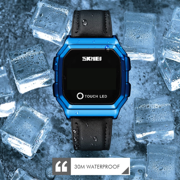 SKMEI 1650 Leather Strap Version LED Digital Display Electronic Watch with Touch Luminous Button(Black) by SKMEI