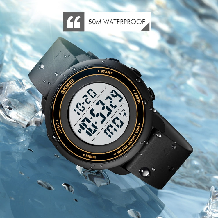 SKMEI 1736 Triplicate Round Dial Timing LED Digital Display Luminous Electronic Watch(Gold and White) by SKMEI