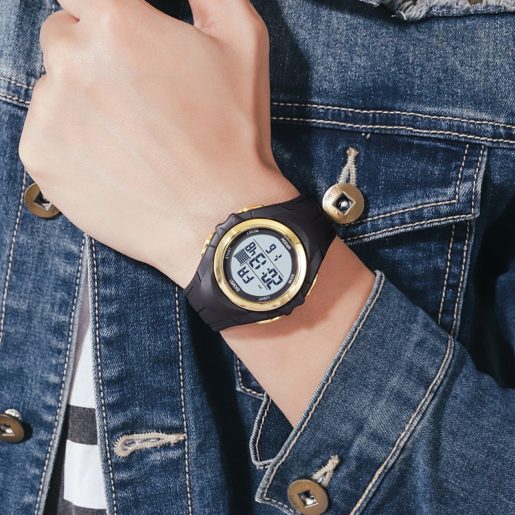 SKMEI 1790 Triplicate Round LED Dual Time Digital Display Luminous Electronic Watch for Men(Gold White) by SKMEI