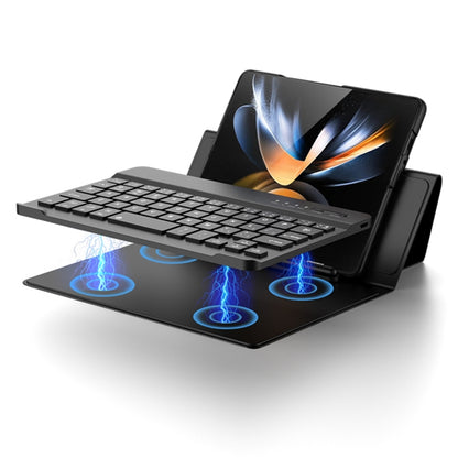 For Samsung Galaxy Z Fold4 GKK Magnetic Folding Bluetooth Keyboard Leather Case with Pen + Phone Case (Dark Green) by GKK