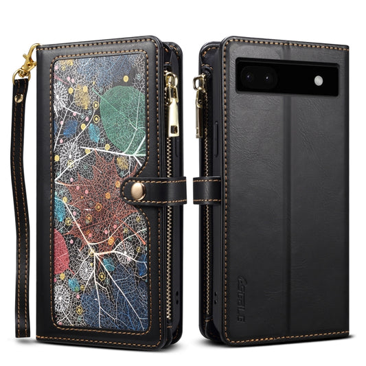 For Google Pixel 6a ESEBLE Star Series Lanyard Zipper Wallet RFID Leather Case(Black) by ESEBLE