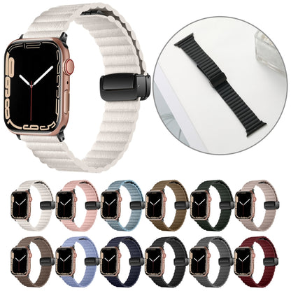 For Apple Watch Series 3 38mm Water Ripple Magnetic Folding Buckle Watch Band, Style: Bold Version(Wine Red) by bashfashion