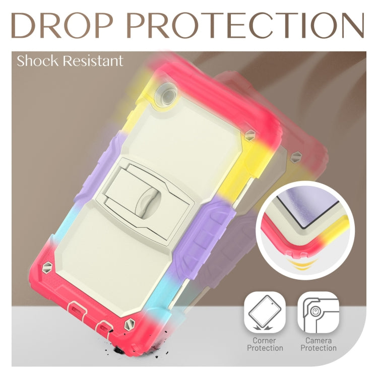 For Samsung Galaxy Tab A11 / A9 Silicone Hydric PC Tablet Case with Shoulder Strap & Holder(Colorful Red) by bashfashion