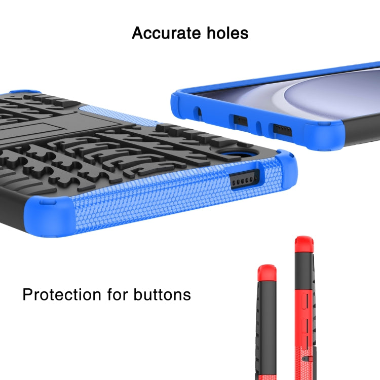 For Samsung Galaxy Tab A9 / Tab A11 Tire Texture TPU + PC Tablet Case with Holder(Red) by bashfashion