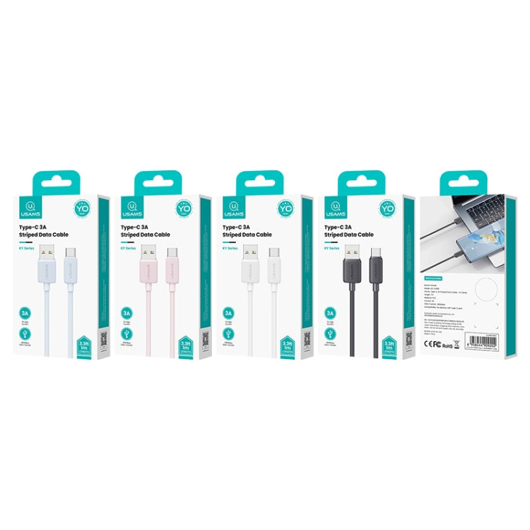 USAMS US-SJ693 USB to USB-C / Type-C 3A Striped Fast Charge Data Cable, Length:2m(Pink) by USAMS