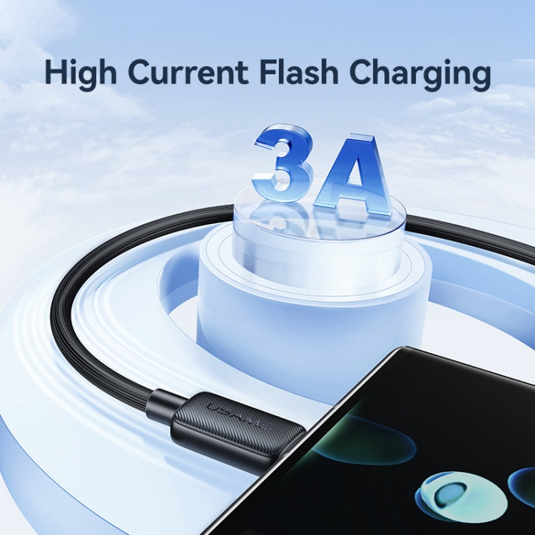 USAMS US-SJ693 USB to USB-C / Type-C 3A Striped Fast Charge Data Cable, Length:2m(White) by USAMS