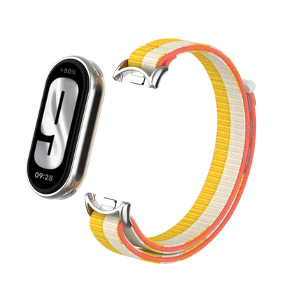 For Xiaomi Smart Band 9 / 8 Metal Connector + Loop Nylon Hook and Loop Fastener Watch Band(Millet White) by bashfashion