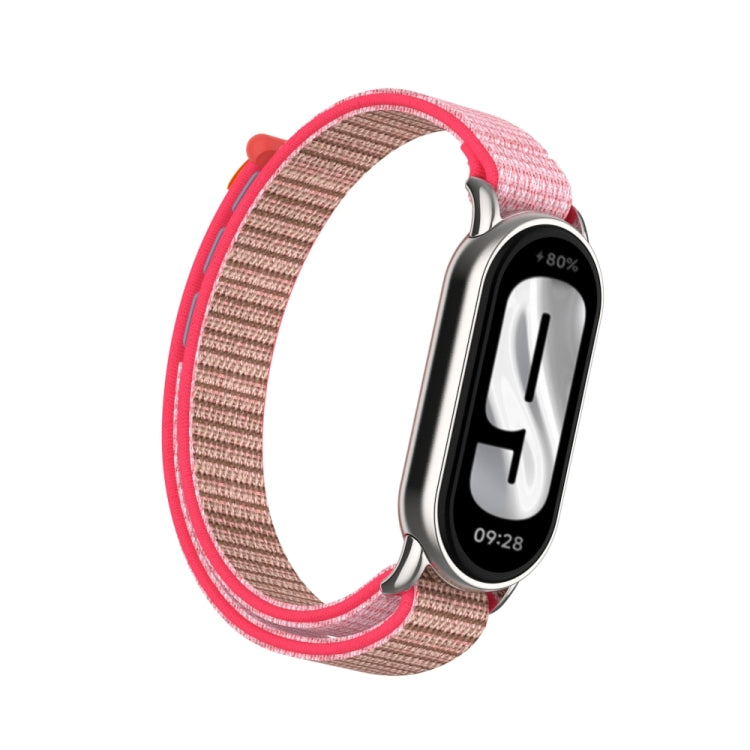 For Xiaomi Smart Band 9 / 8 Metal Connector + Loop Nylon Hook and Loop Fastener Watch Band(Neon Color) by bashfashion