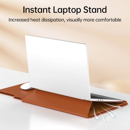 Multifunctional Laptop PU Magnetic Stand Split Liner Bag with Mouse Pad Function, Size:13-14 inch(Grey) by bashfashion