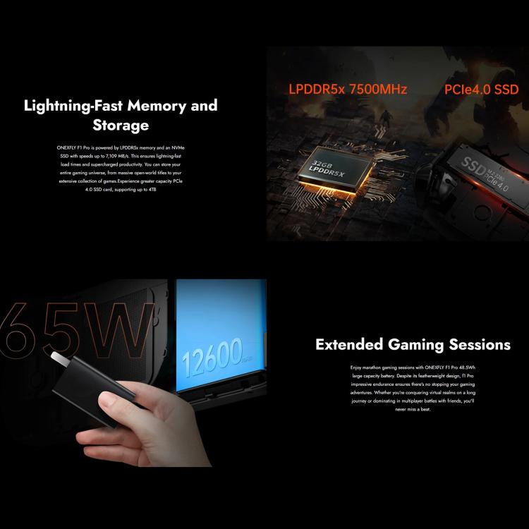 ONE-NETBOOK OneXPlayer F1 Pro 7 inch Handheld Game Console, 64GB+2TB, Windows 11 AMD Ryzen AI 9 HX 370 CPU(US Plug) by ONE-NETBOOK