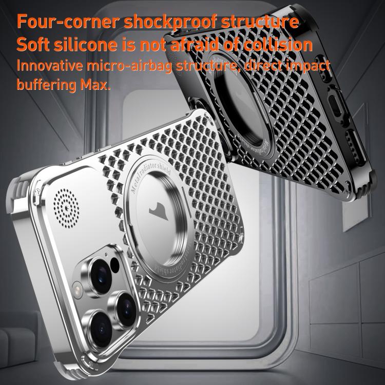 For iPhone 16 R-JUST RJ-64 Aromatherapy Heat Dissipation MagSafe Phone Case with Stand(Grey) by R-JUST