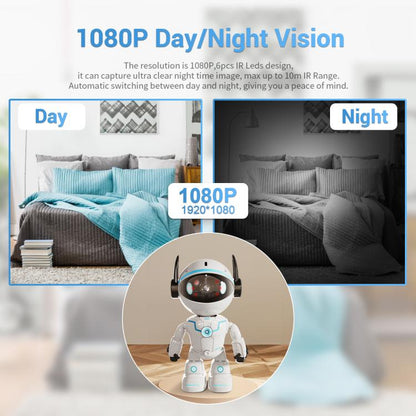 ESCAM PT205 5G WiFi Smart Robot Wireless AI Automatic Tracking Camera, Two Way Audio / Night Nersion, Plug:AU Plug(White) by ESCAM