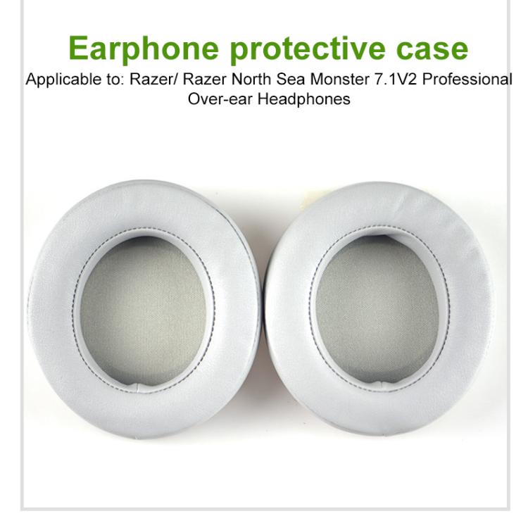 1 Pair Rotating Snap-on Replacement Earpads For Razer Kraken Pro V2, Material:Protein Leather Ice Silk Fabric(Grey) by bashfashion