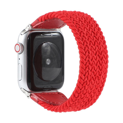 Nylon + Leather Braided Watch Band For Apple Watch Series 7 41mm / 6 & SE & 5 & 4 40mm / 3 & 2 & 1 38mm, Size:M(Red) by bashfashion