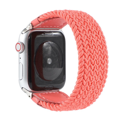 Nylon + Leather Braided Watch Band For Apple Watch Series 7 41mm / 6 & SE & 5 & 4 40mm / 3 & 2 & 1 38mm, Size:M(Rose Red) by bashfashion