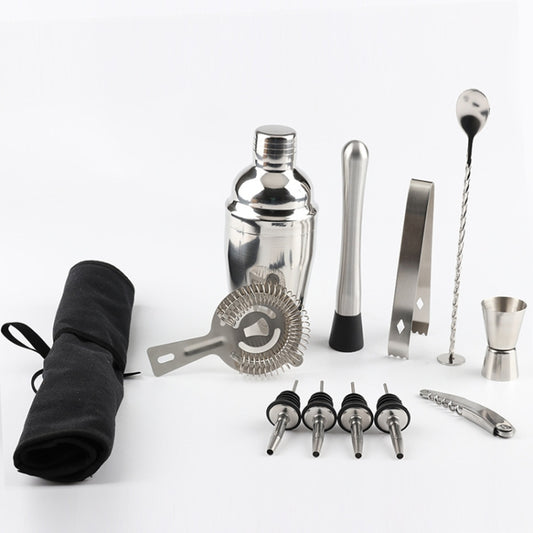 12 in 1 Stainless Steel Wine Cocktail Shaker Tools Set with Cloth Bag, Capacity: 550ml by bashfashion
