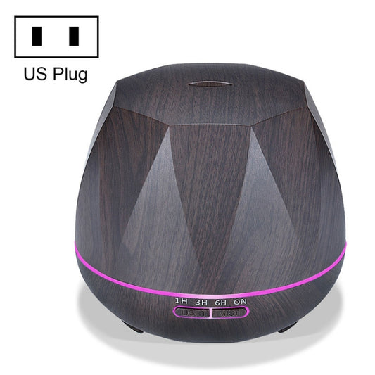 Diamond Wood Grain Remote Control Ultrasonic Humidifier Aromatherapy Machine Automatic Alcohol Sprayer with LED Lights, Capacity: 400mL, US Plug (Dark Wood Color) by bashfashion