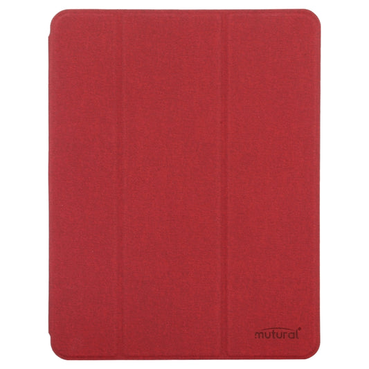 Mutural YASHI Series TPU + PU Cloth Pattern Texture Horizontal Flip Leather Case with Three-folding Holder & Pen Slot & Wake-up / Sleep Function For iPad Air 2022 / 2020 10.9(Red) by Mutural