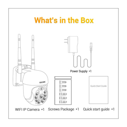 ESCAM WNK610 3.0 Million Pixels Wireless Dome IP Camera, Support Motion Detection & Two-way Audio & Full-color Night Vision & TF Card, US Plug by ESCAM