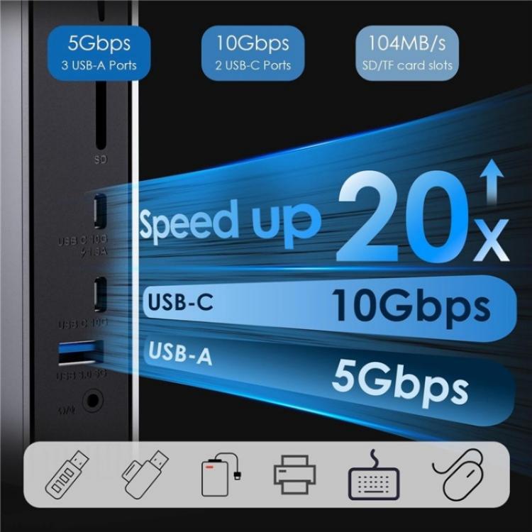 WAVLINK WL-UG69PD13Pro DisplayLink Docking Station 15 in 1 USB-C Hub for MacBook Laptop(AU Plug) by WAVLINK