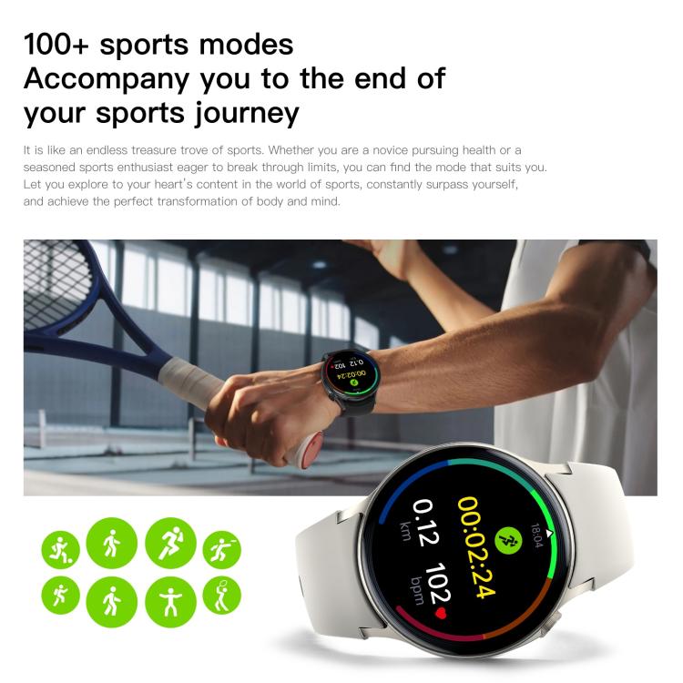 Sense 6 1.43 AMOLED Screen IP68 Waterproof Bluetooth Call Smartwatch Supports Health Monitoring(Starlight) by bashfashion
