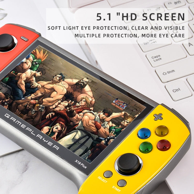 X19 Plus 5.1 inch Screen Handheld Game Console 8G Memory Support TF Card Expansion & AV Output(Red+Yellow) by bashfashion