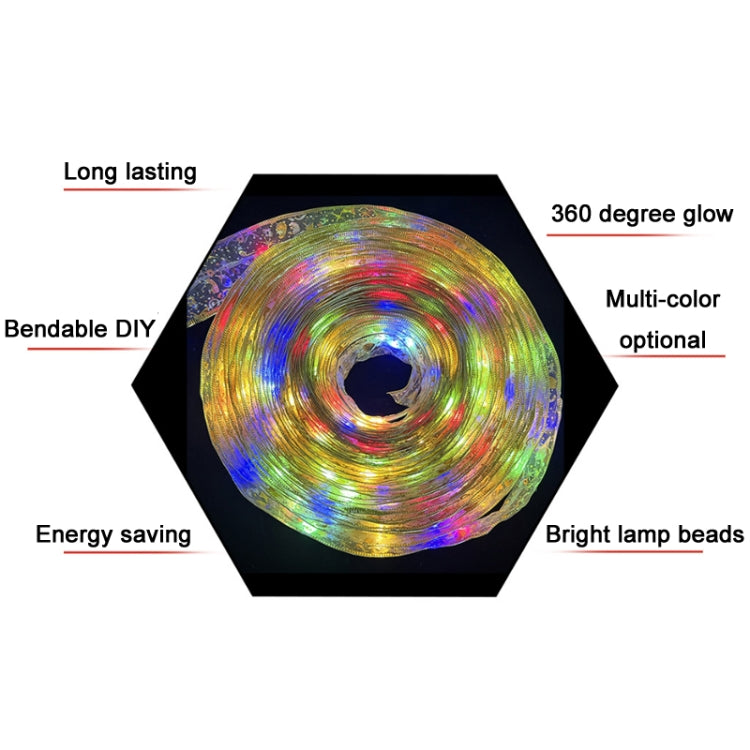 Christmas LED Lights Bronzing Double Ribbon String Lights, Specification: 10m(Gold Warm Light) by bashfashion