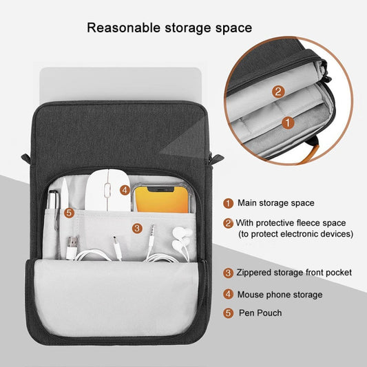 Vertical Laptop Bag Handheld Shoulder Crossbody Bag, Size: 13 Inch(Wine Red) by bashfashion