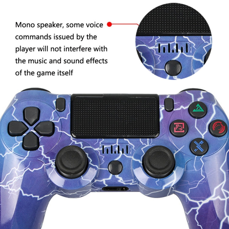 For PS4 Wireless Bluetooth Game Controller With Light Strip Dual Vibration Game Handle(Flame) by bashfashion