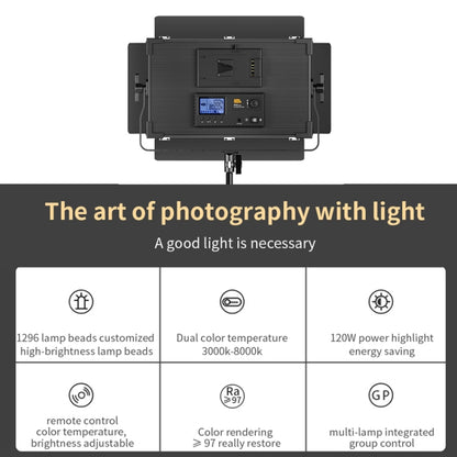 Pixel P45pro High Bright Dual Color Temperature Fill Light 120W Normal Bright Studio Camera Soft Light(A Set With US Plug Adaptor) by Pixel