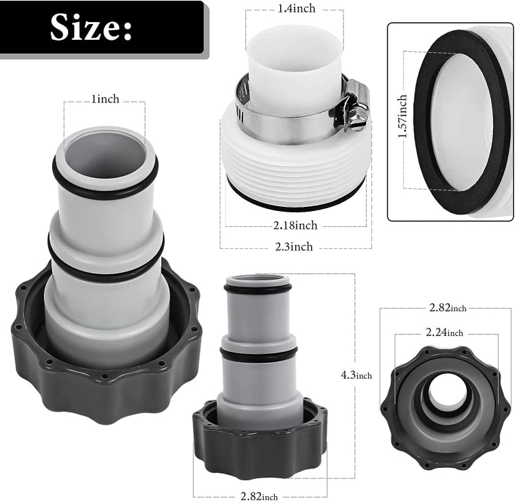 For Intex Pool Hose Adapter with Internal Thread, Spec: B Set by bashfashion