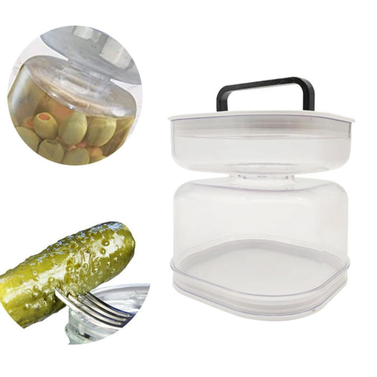 Kitchen Wet And Dry Separate Pickle Jar Plastic Wet And Dry Dispenser Hourglass Can, Style: Round Extension With Fork by bashfashion