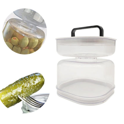 Kitchen Wet And Dry Separate Pickle Jar Plastic Wet And Dry Dispenser Hourglass Can, Style: Round Extension With Fork by bashfashion