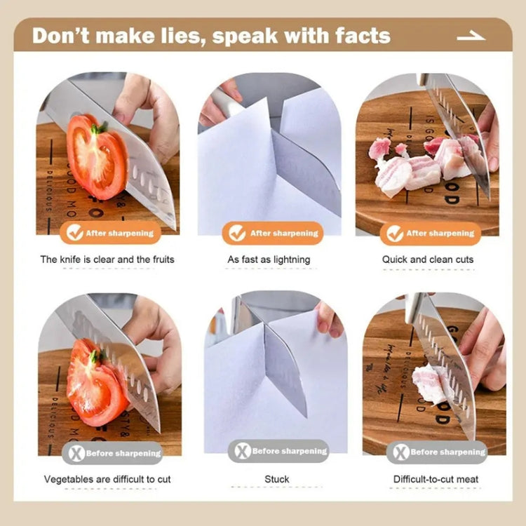 4 In 1 Knife Sharpener 4-Stage Kitchen Quick Sharpening Stone Manual Sharpening Tool(Orange) by bashfashion