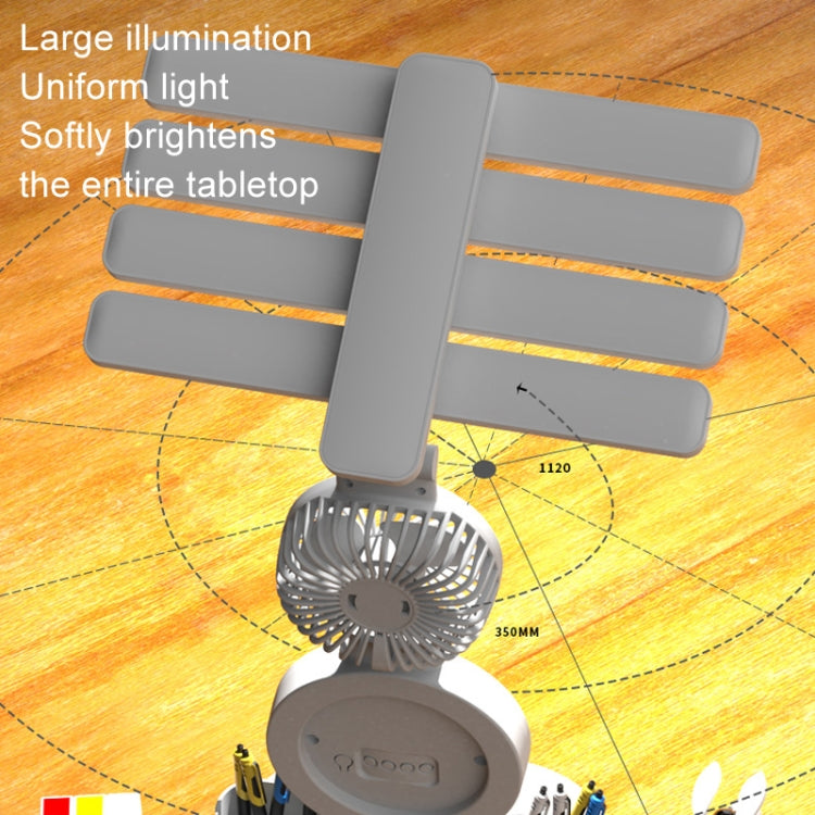 4 Heads Horizontal LED Eye-Care Table Lamp Children Study Desktop Reading Light With Pen Holder, Style: Fan Clock Plug Power by bashfashion