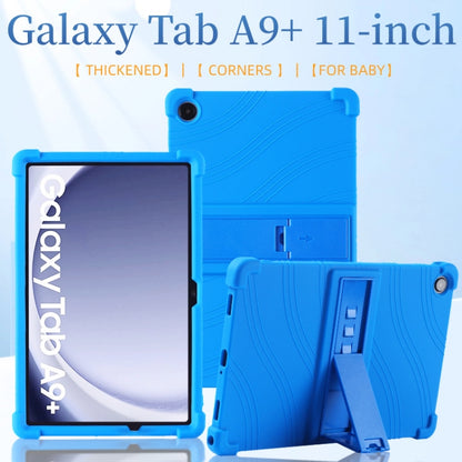 For Samsung Galaxy Tab A9+ Shockproof Silicone Tablet Protective Case With Holder(Blue) by bashfashion