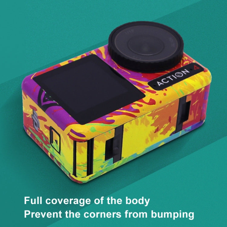 For DJI Action 4 Motion Camera Stickers All Inclusive Photo Frame Color Changing Stickers Accessories, Style: AC4-17 Snake Scale Red by bashfashion