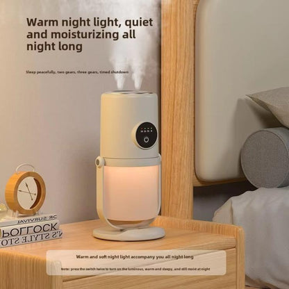 Desktop Dual Port Humidifier Portable Mini Air Purifier With Nightlight, Color: Beige+Base by bashfashion