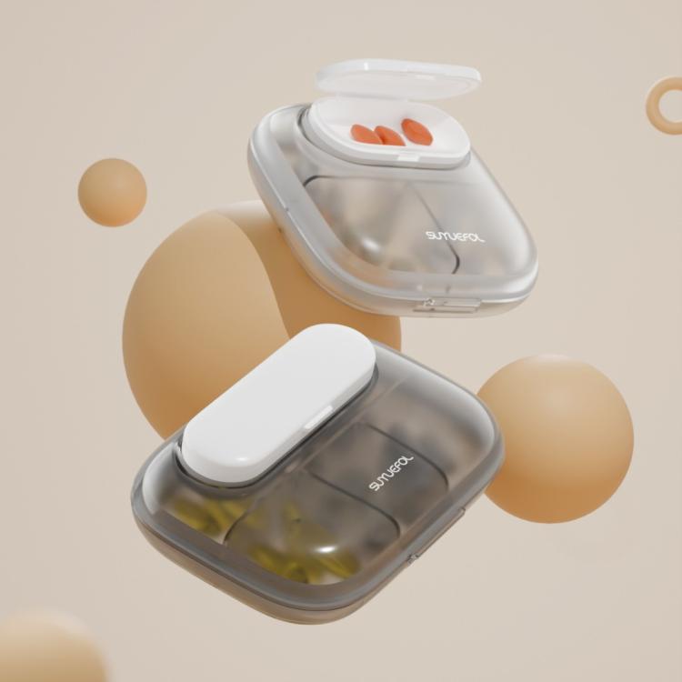 Portable Pill Box Dispenser Sealed Large Capacity Seven Days a Week Medication Organizer, Color: 6 Grids Gray by bashfashion