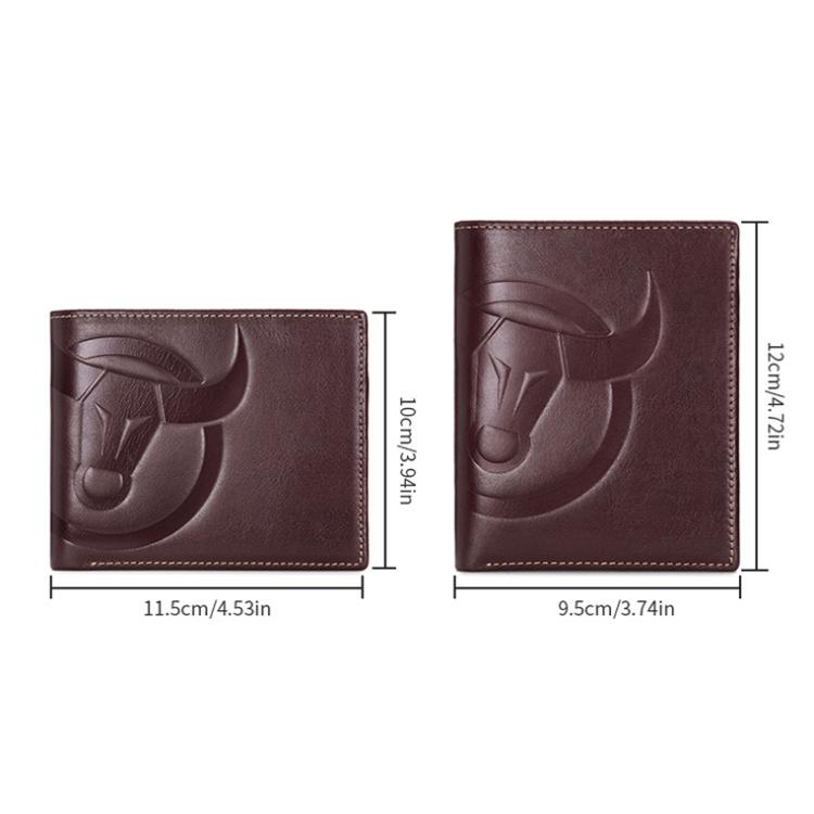 BULL CAPTAIN 0203 RFID Anti-theft Top-layer Cowhide Multiple Card Slots Wallet(Coffee Vertical) by BULL CAPTAIN